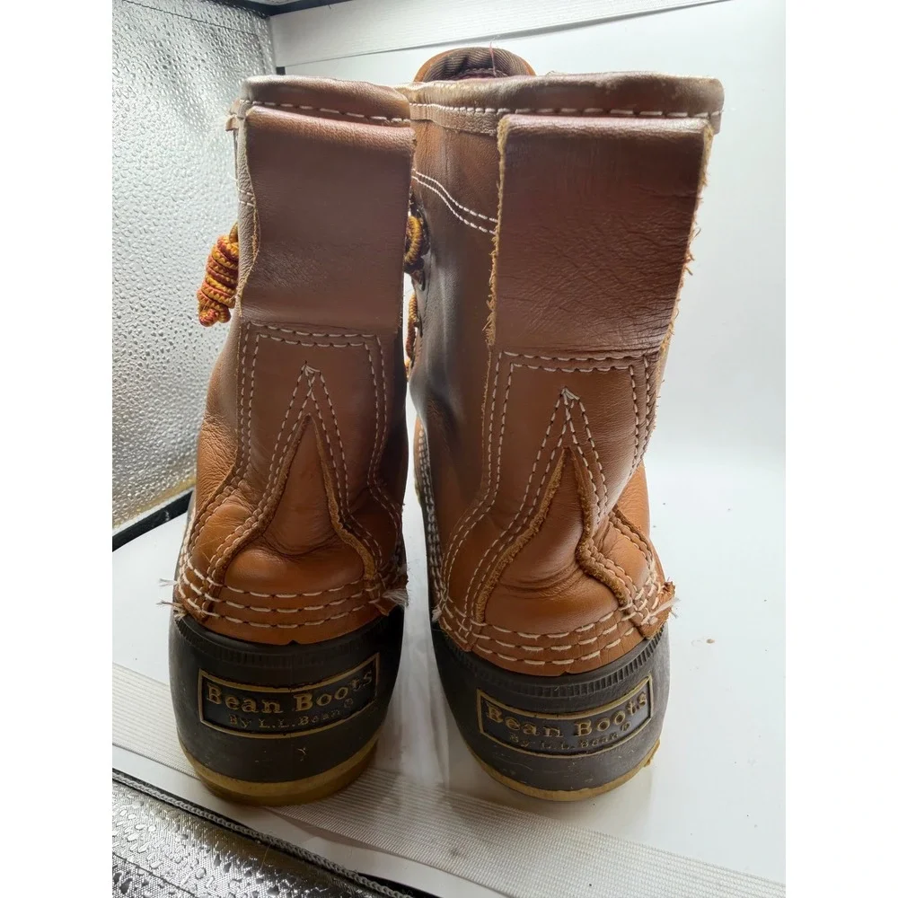 LL Bean Boots 8 Inch Gore-Tex Thinsulate Men 8M Tan Brown Leather Duck Boots USA